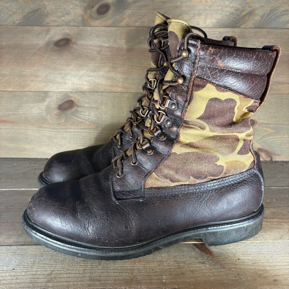 vintage red wing mens size 11 shoes brown leather camo waterproof hunting boots